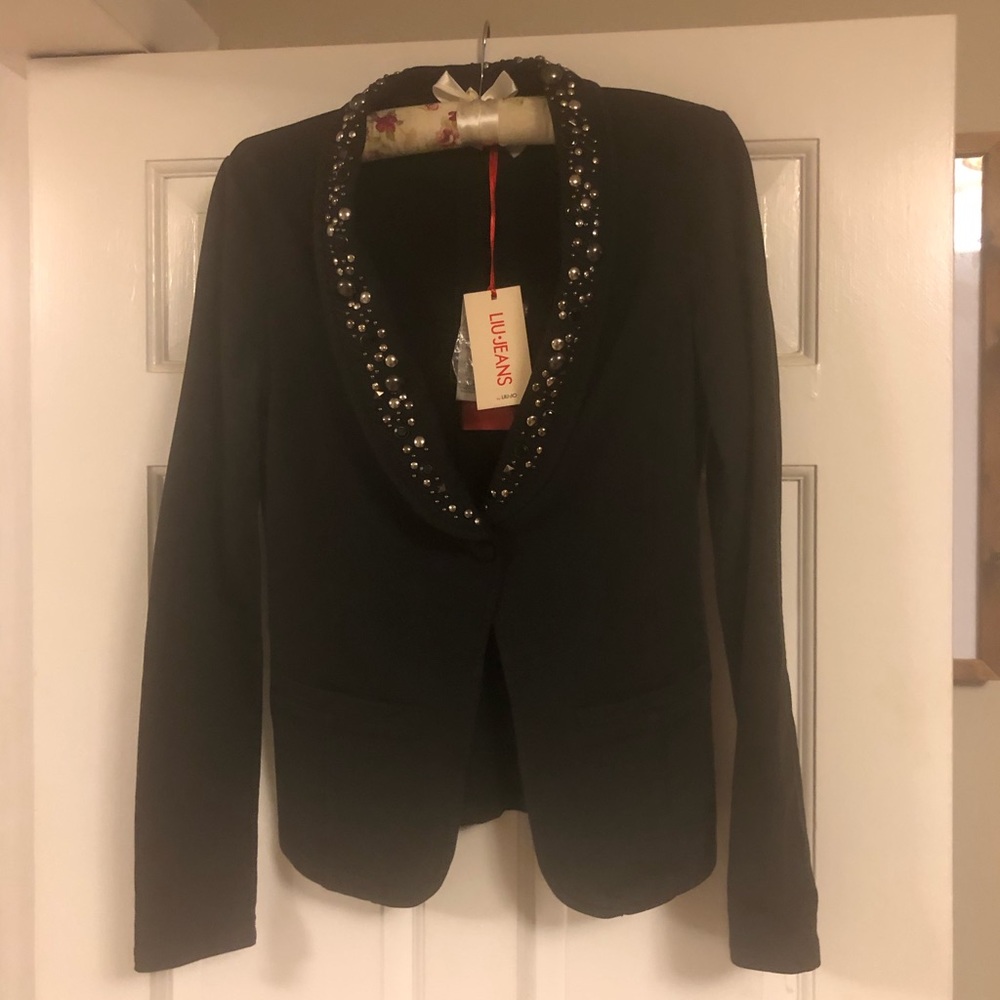 Liu Jo Jeans Blazer Black Embellished NWT button